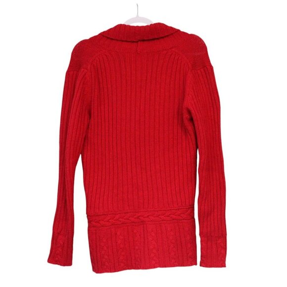 Y2K Old Navy Sweater Size Large Cable Knit Classic Red Angora Lambs Wool Preppy - Picture 10 of 13